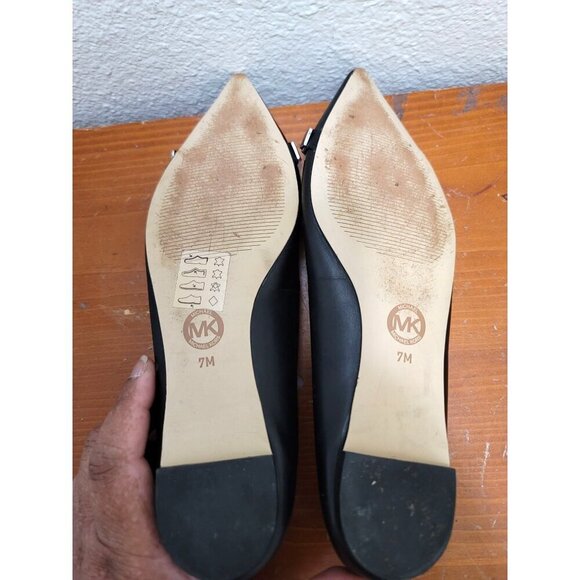 Michael Kors Black Leather Flats With Studded Detail Size 7M - Picture 8 of 10